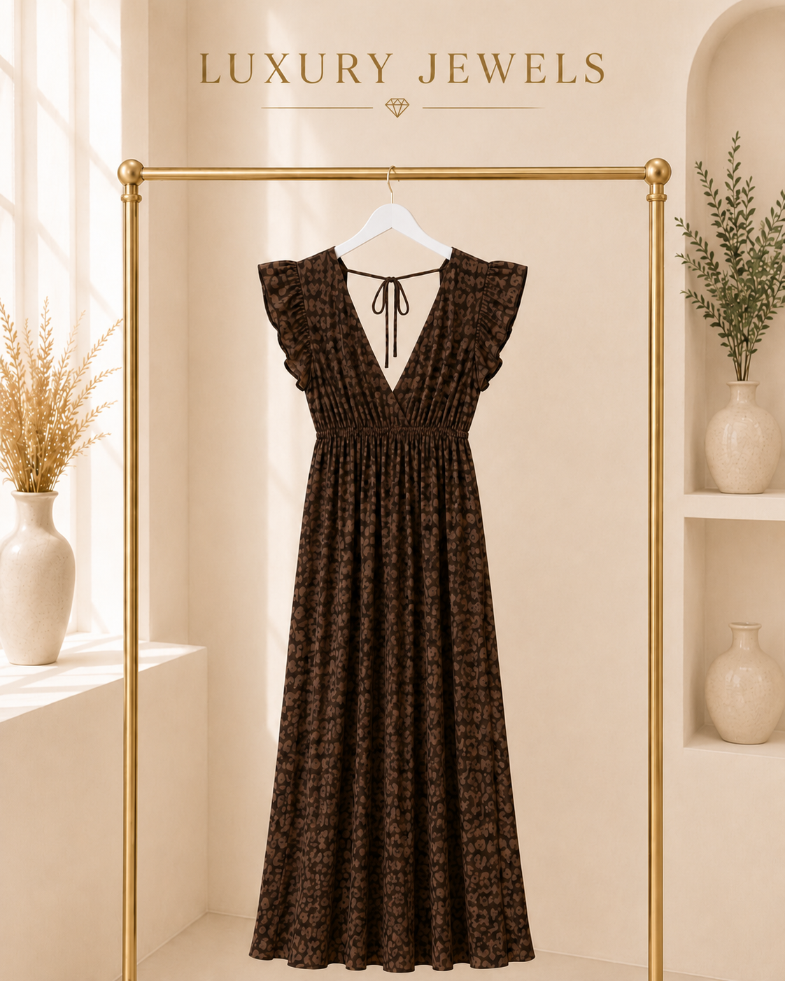 Musselin Kleid Leo in Schokobraun