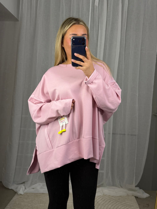 Butterstoff Pullover Oversized in Rosa