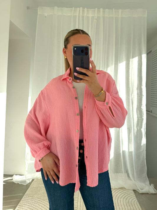 Good Vibes - Musselin Bluse Rosa