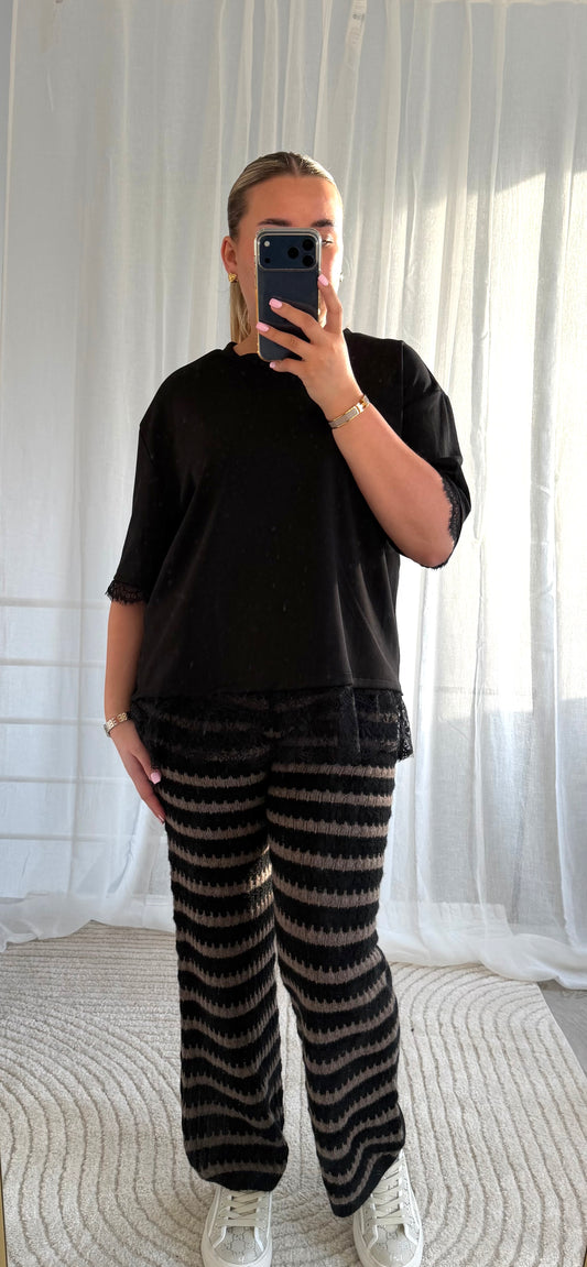 Strickhose in Schwarz Taupe