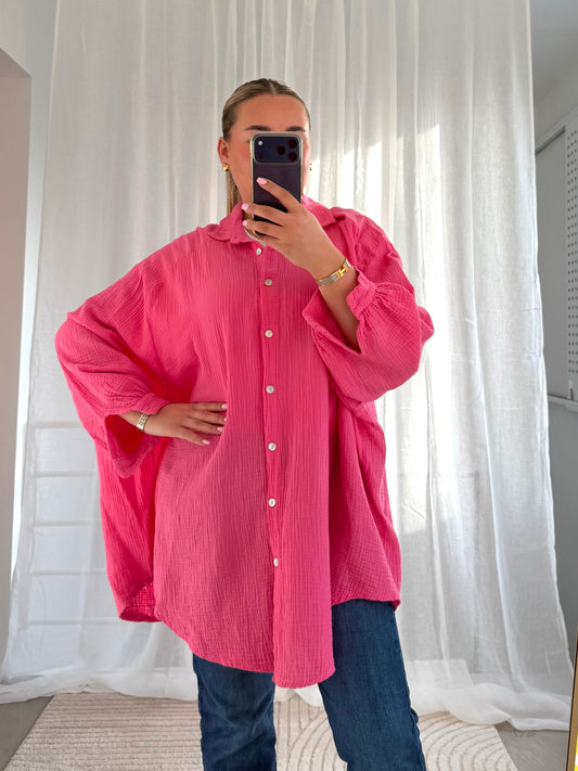 Oversized Musselin Bluse in Pink