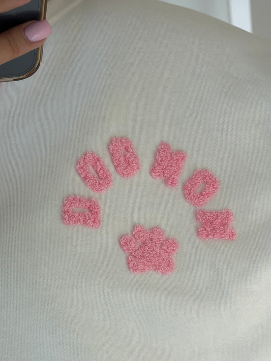 Dog Mom Pullover in Weiß Rosa