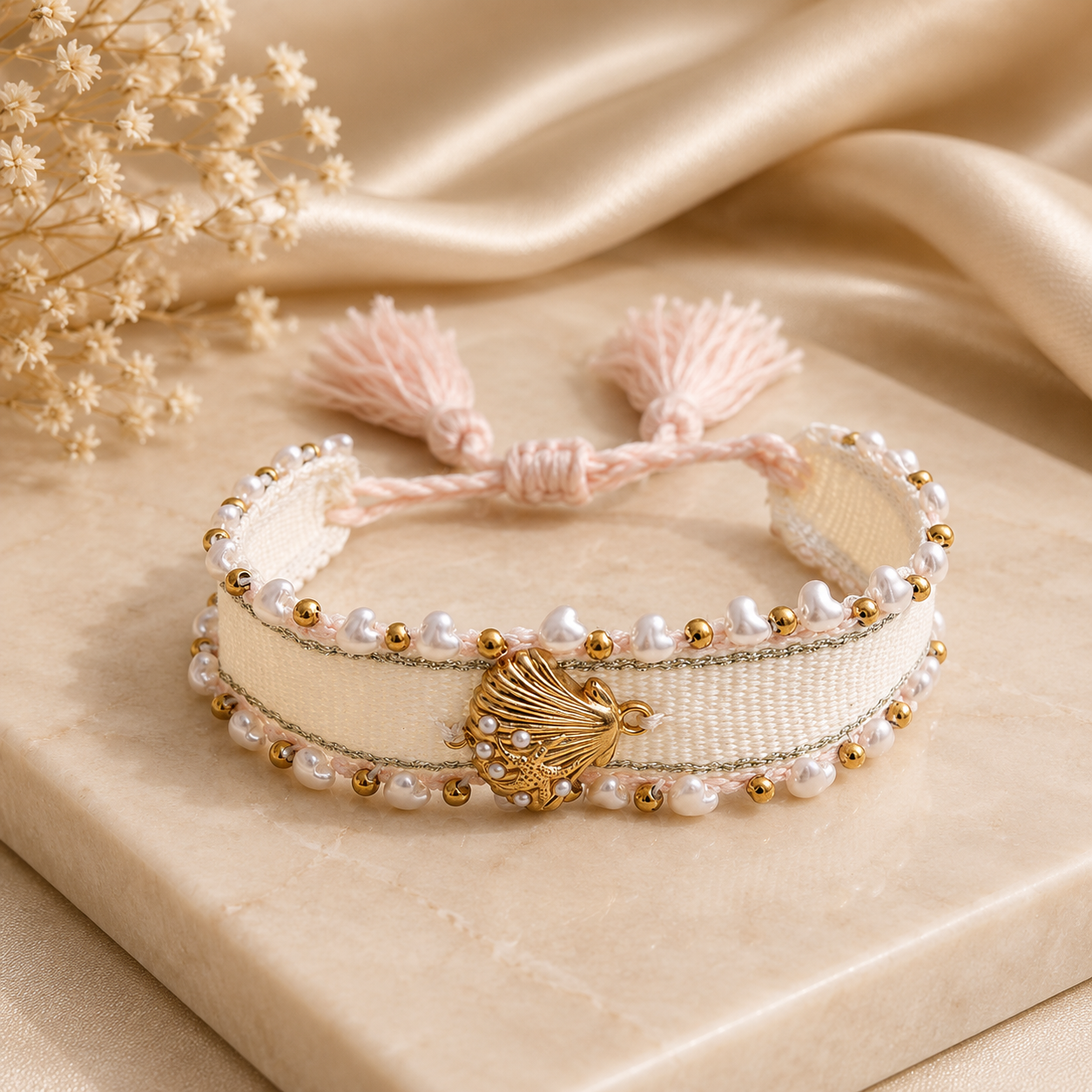 Muschel Armband in Weiß