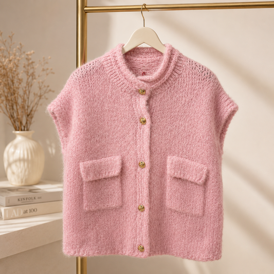 Bouclé Strickweste – Soft Pink