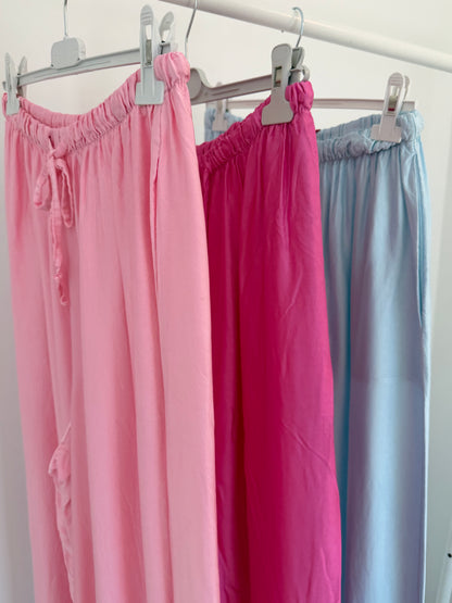 Seide Wide Leg Hose - versch. Farben