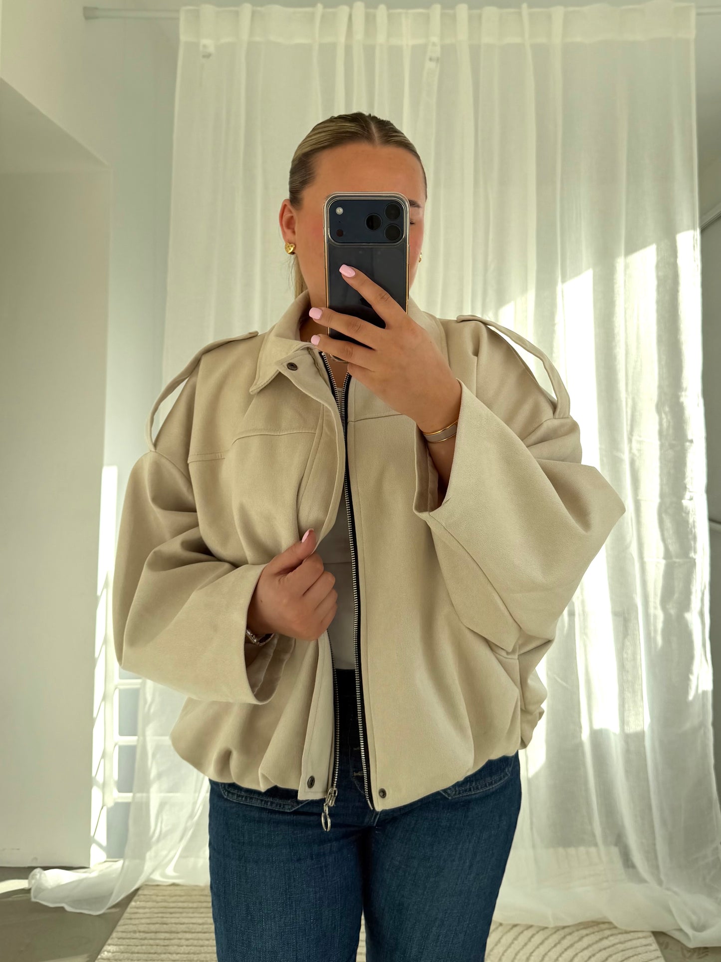 Wildleder Jacke in Beige