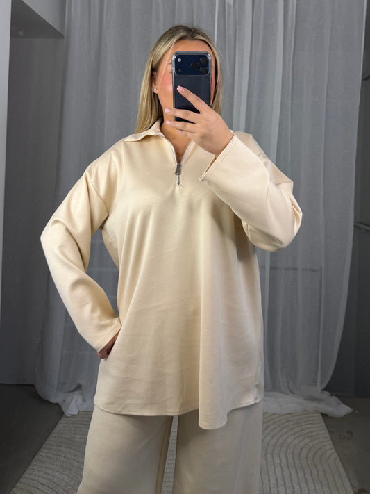 Butterstoff Zweiteiler in Creme