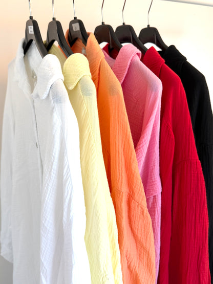 Oversize Musselin Hemd - versch. Farben