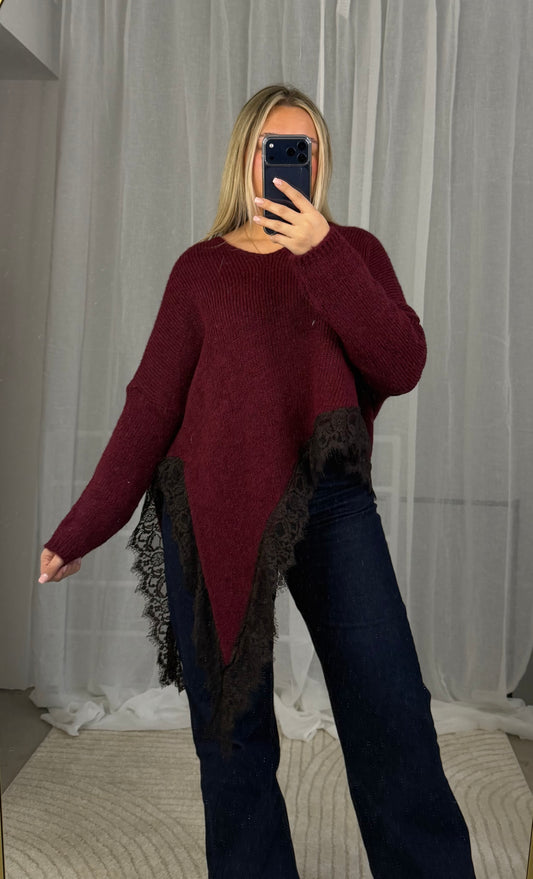 Oberteil Mira mit Brauner Spitze