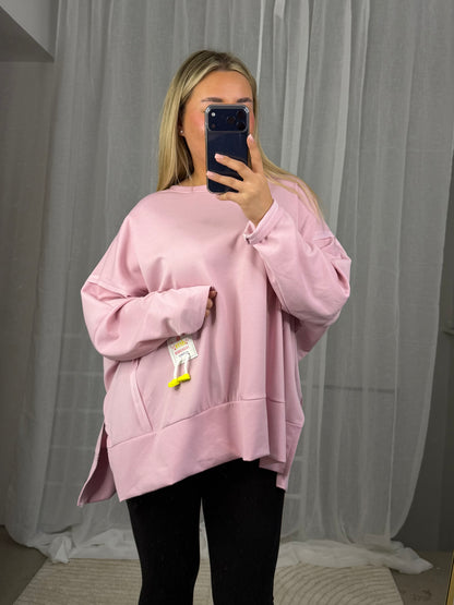Butterstoff Pullover Oversized in Rosa