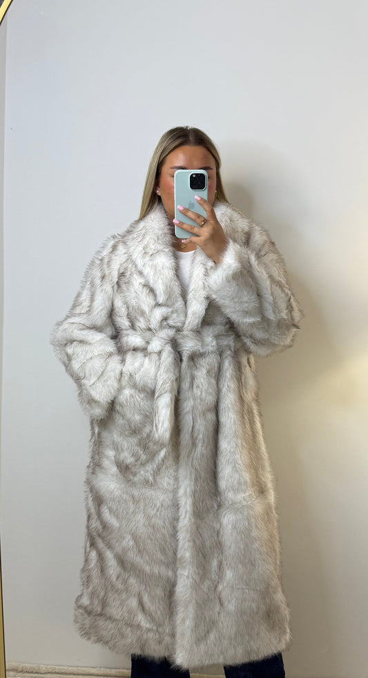 Fellmantel Weiß Lang