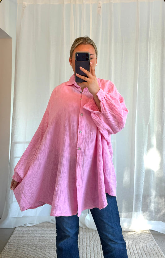 Oversize Musselin Hemd - versch. Farben
