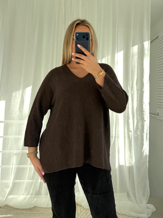 Mimi Pullover Langarm in Schokobraun