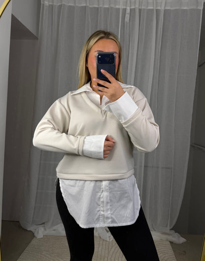 Butterstoff Pulli Hemd in Beige