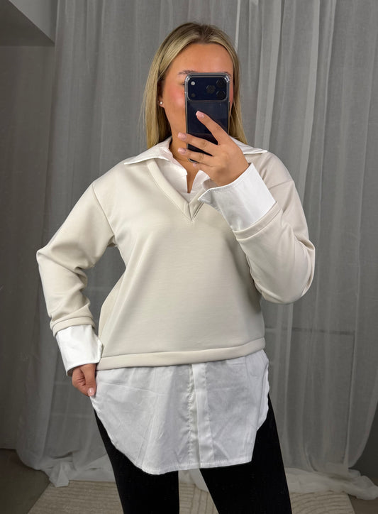 Butterstoff Pulli Hemd in Beige