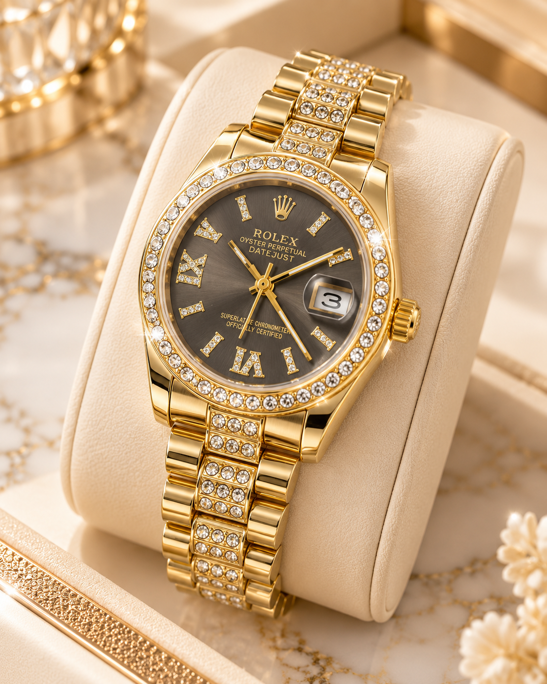 Roli Dunkel Grau Gold 36MM