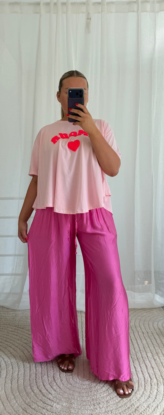 Satin Wide Leg Hose - versch. Farben