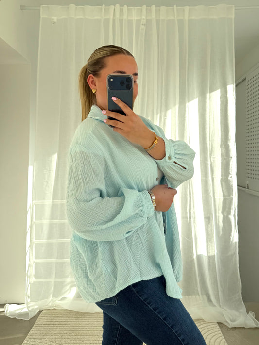 Musselin Bluse in Blau