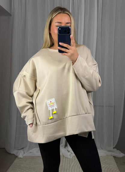 Butterstoff Pullover Oversized in Beige