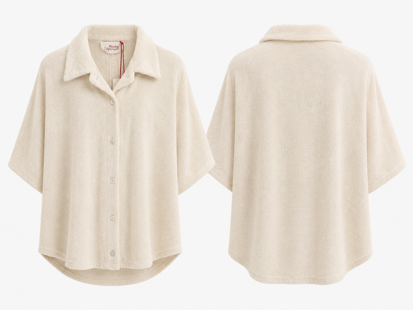 Frottee Bluse Mila beige