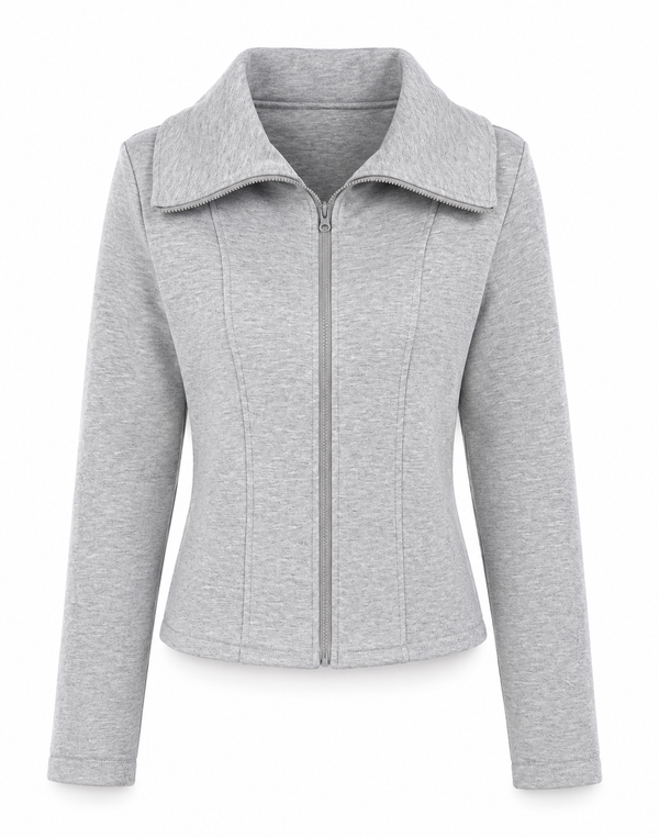 Graue Kurzjacke mit Reißverschluss
