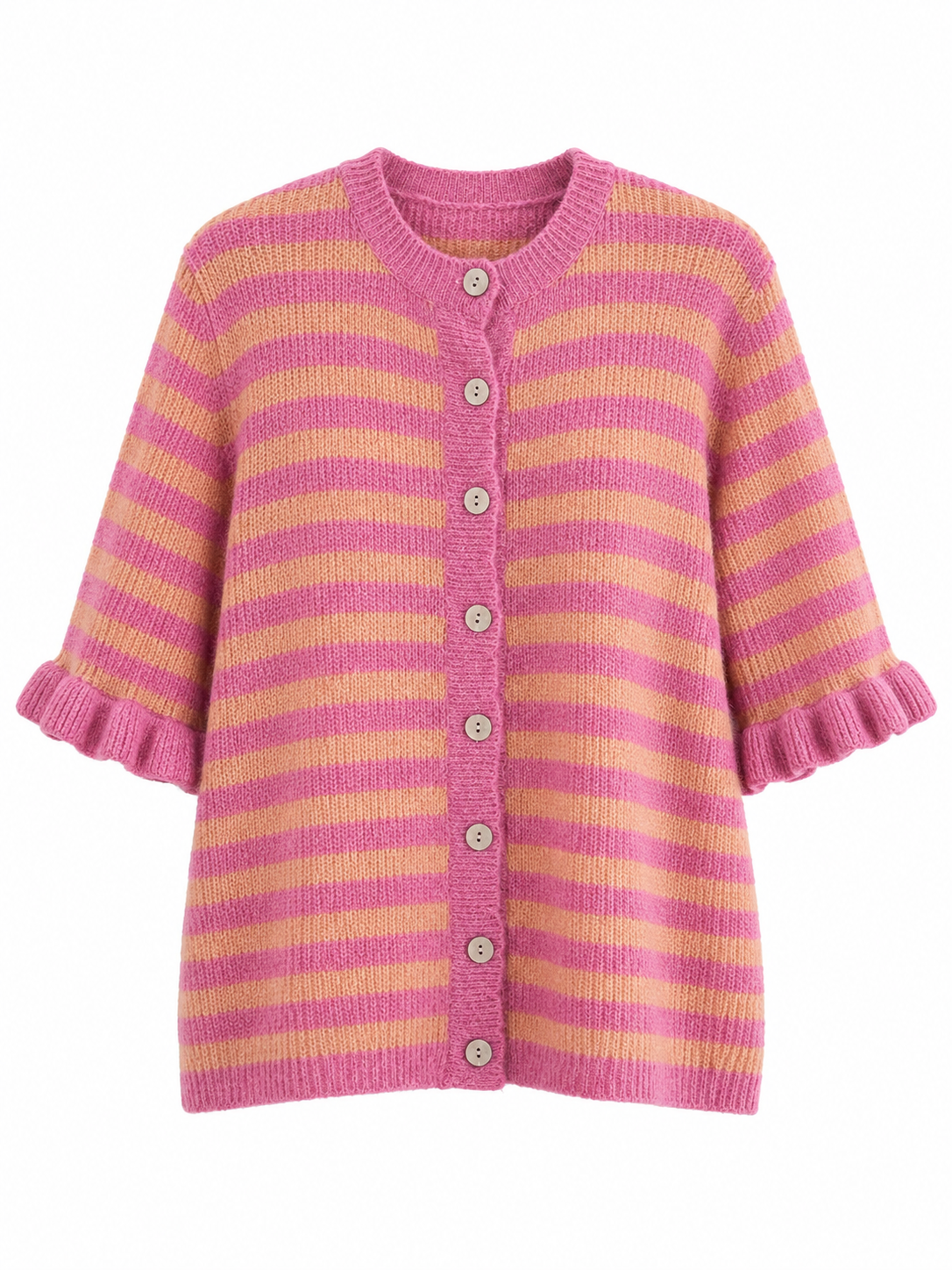 Gestreifter Strickjacke Pink-Orange