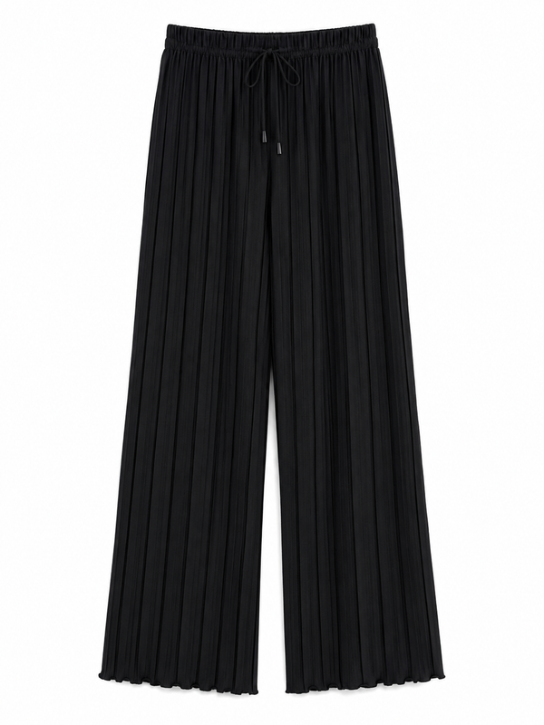 Schwarze Plissee-Hose
