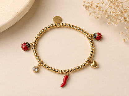 Marienkäfer-Armband Gold