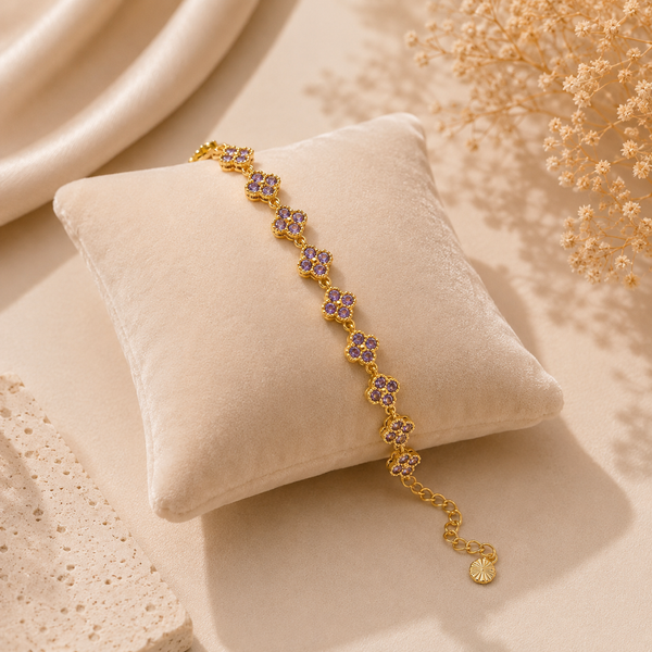 Lila Crystal Blossom Armband