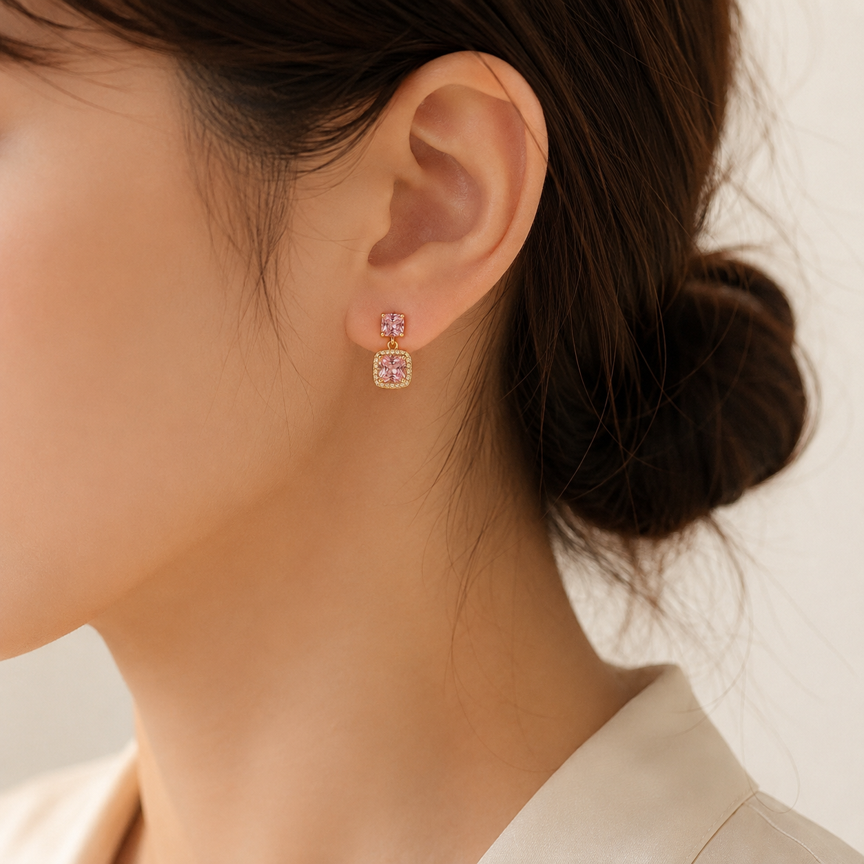 Diamond Glow Rosa Ohrringe
