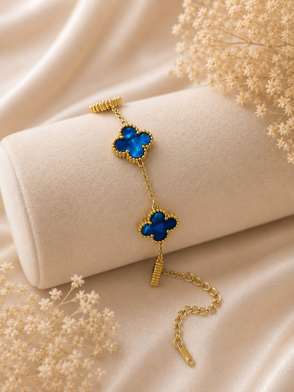 Blaues Kleeblatt Armband