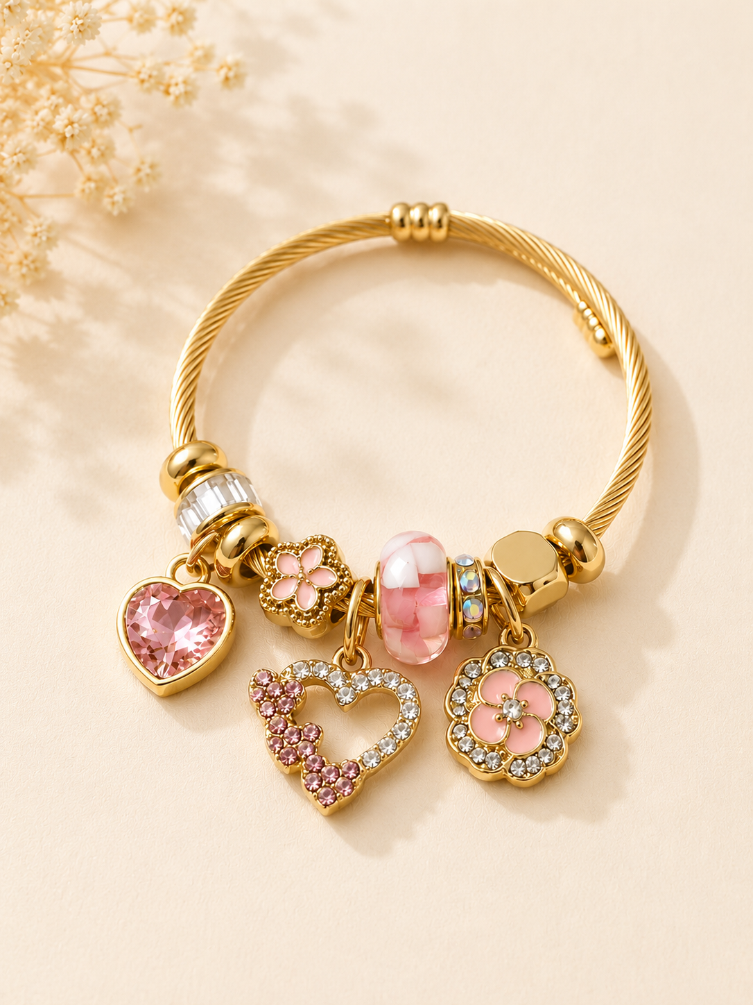 Boho Armband Herz Rosa