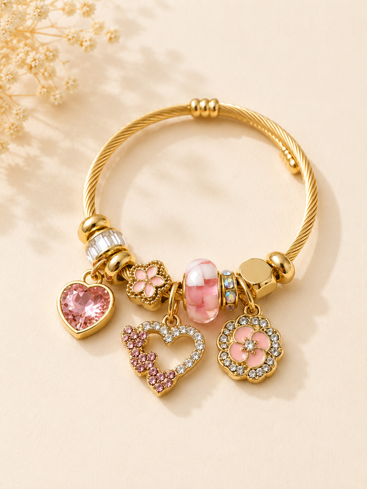Boho Armband Herz Rosa