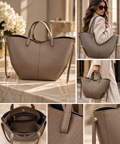 Handtasche Palloma Leder Taupe